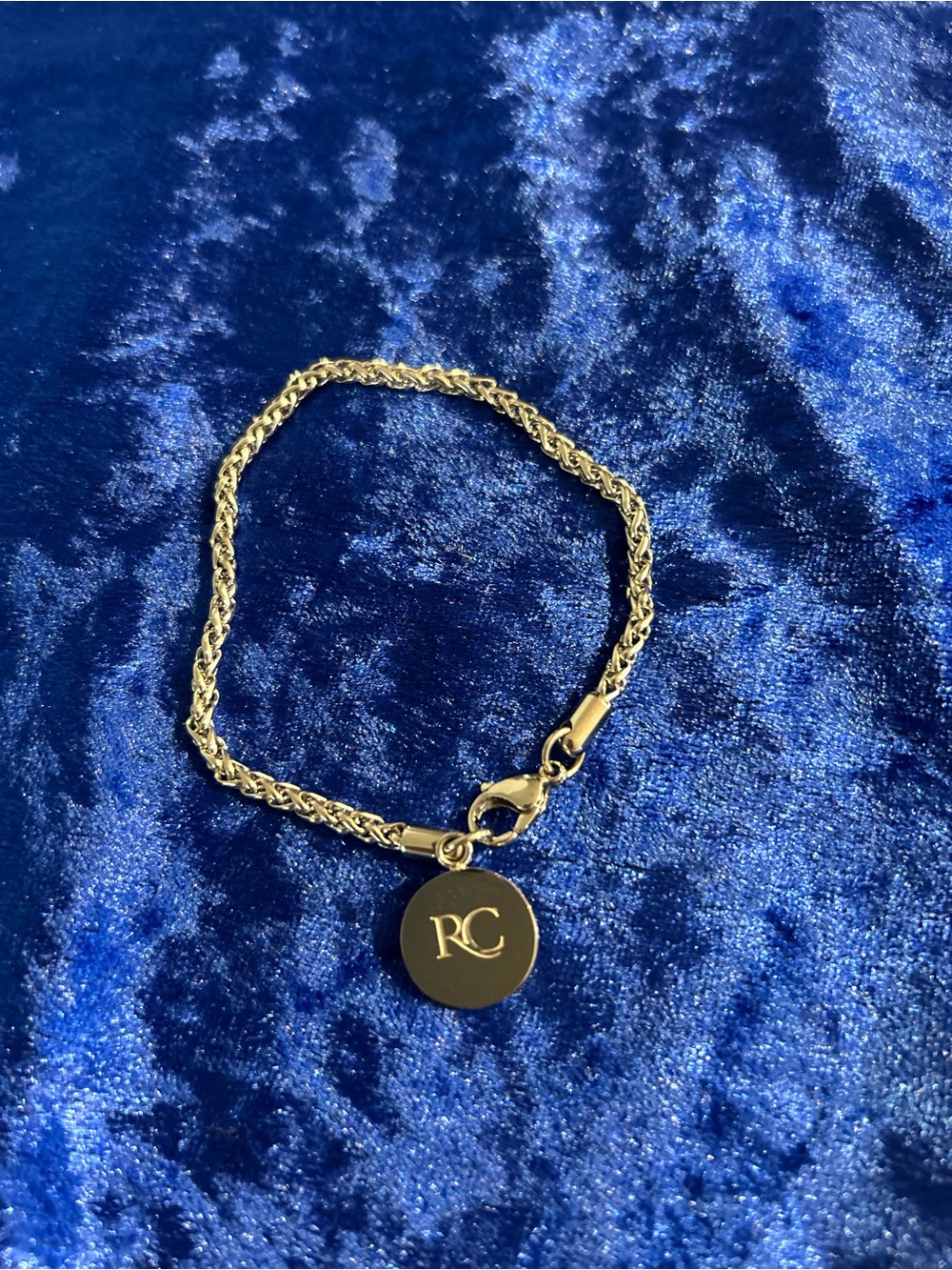 Silver-Tone Rope Chain Bracelet with Monogram Charm